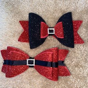 Red and black bows.